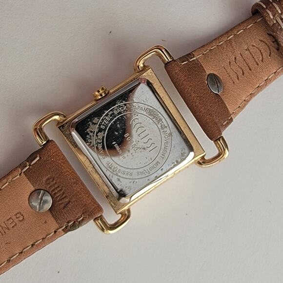 Vintage Watches Gossip Square Gold Watch Brown Leather Strap Classic Minimalist - Picture 7 of 10
